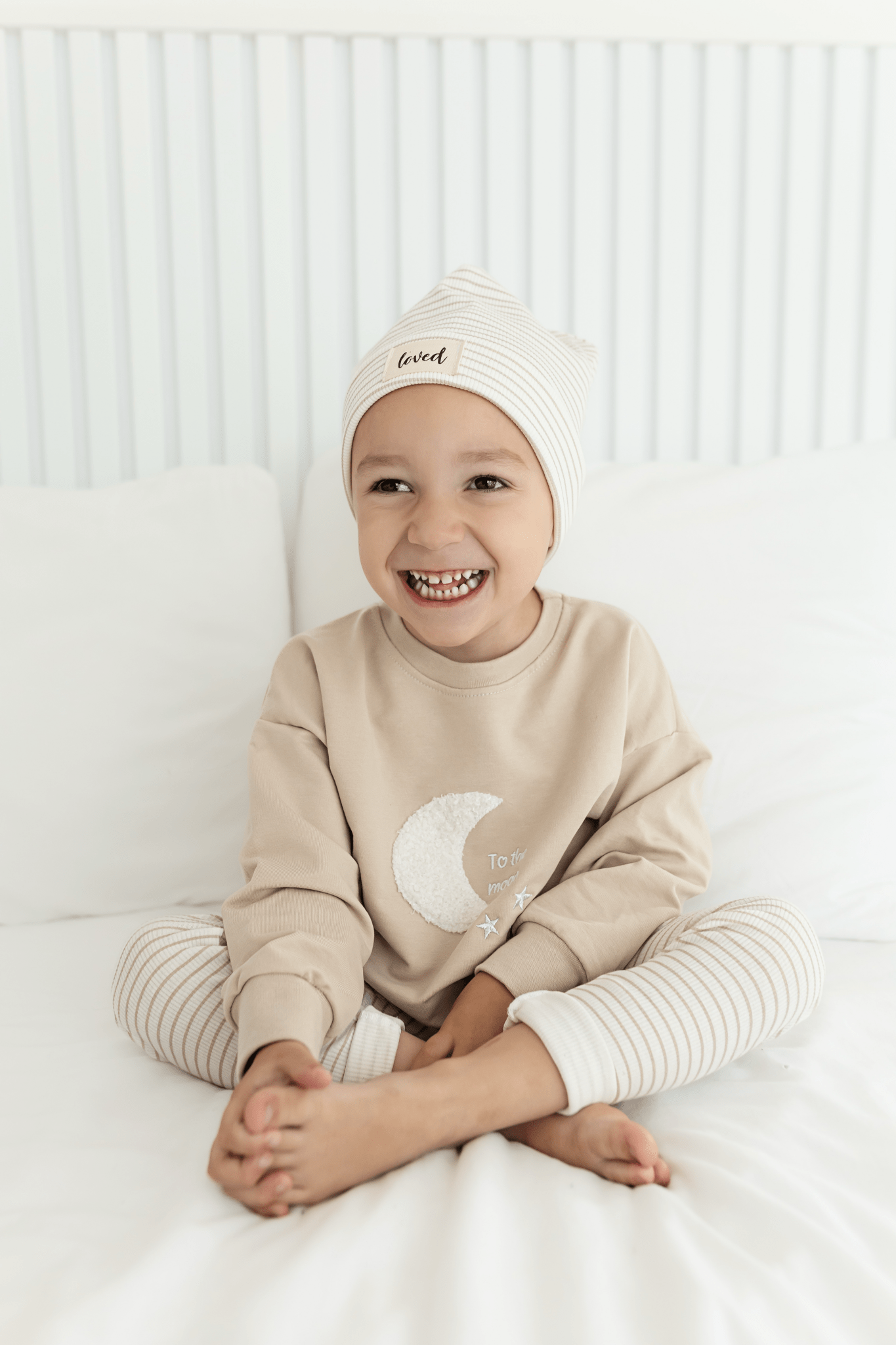 Gestreifte Beanie