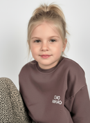 Ciao Kakao Overized Sweater Pullover in braun Outfit Leggings und Beanie Mütze in  beige Karamell Handmade für Baby Kind hejleen kidswear
