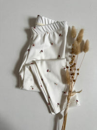 Weiße Leggings mit buntem Blümchenmuster für Babys und Kinder von hejleen kidswear